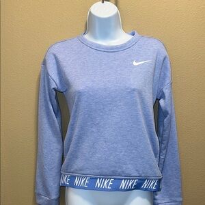 Nike Blue and White Girls Athletic Sweatshirt with Elastic Hem SZ Large (Girl)
